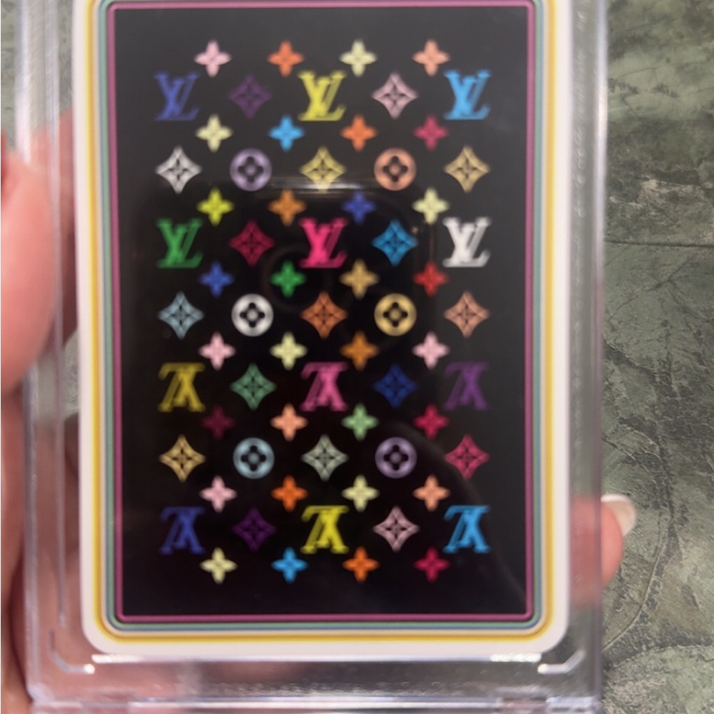 Louis Vuitton Black Multicolor Logo Card Holder Queen of Diamonds